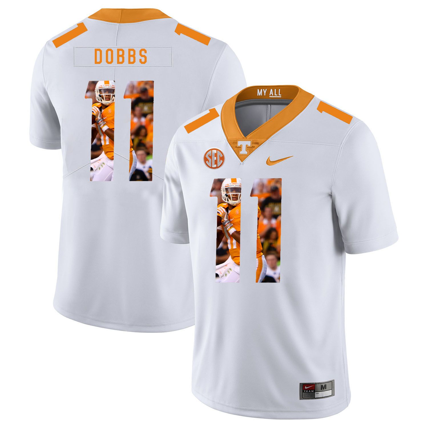 Men Tennessee Volunteers #11 Dobbs White Fashion Edition Customized NCAA Jerseys